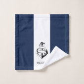 Nautisch gestreept marineblauw en wit anker bad handdoek (Wasdoekje)