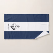 Nautisch gestreept marineblauw en wit anker bad handdoek (Handdoek)