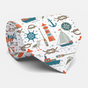 Nautisch gevlekt rood blauwgroen wit patroon stropdas