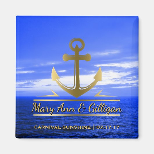 Nautisch Goud Anker Ocean Cruise Bruiloft Favor Magneet (Voorkant)