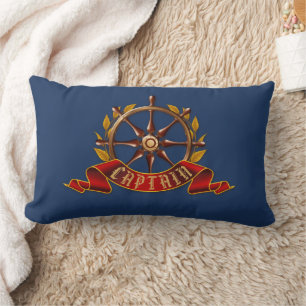 Nautisch Goud Kapiteinswiel Marine Blauw Kussen
