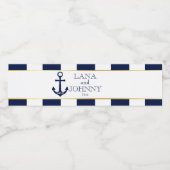 Nautisch, Goud met Navy Stripes Waterfles Etiket (Enkel label)