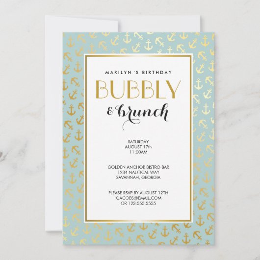 nautisch gouden ankerpatroon kaart (Voorkant)