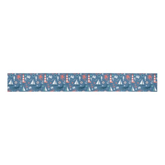 Nautisch grafisch patroon grosgrain lint (Voorkant)