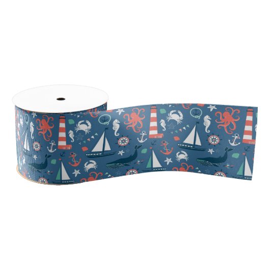 Nautisch grafisch patroon grosgrain lint (Spoel)