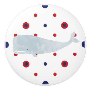 Nautisch grijze waterverf walvis rode blauwe stipp keramische knop