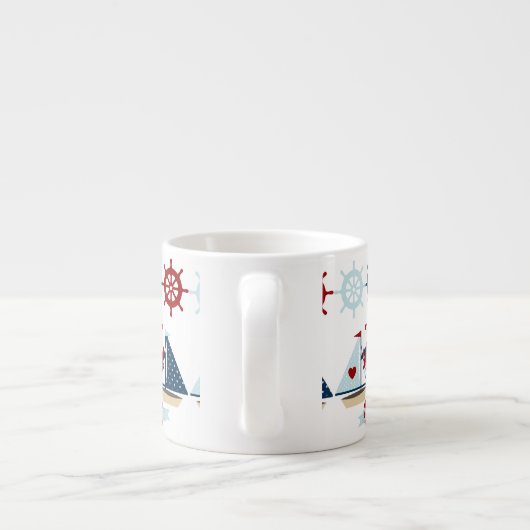 Nautisch Hallo Keizer Anchor Sail Boat-ontwerp Espresso Kop (Achterkant)