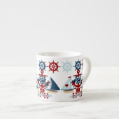 Nautisch Hallo Keizer Anchor Sail Boat-ontwerp Espresso Kop (Voorkant rechts)