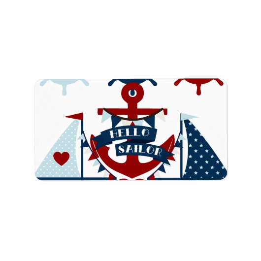 Nautisch Hallo Keizer Anchor Sail Boat-ontwerp Etiket (Voorkant)