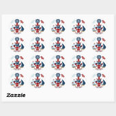 Nautisch Hallo Keizer Anchor Sail Boat-ontwerp Ronde Sticker (Vel)