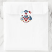 Nautisch Hallo Keizer Anchor Sail Boat-ontwerp Ronde Sticker (Tas)