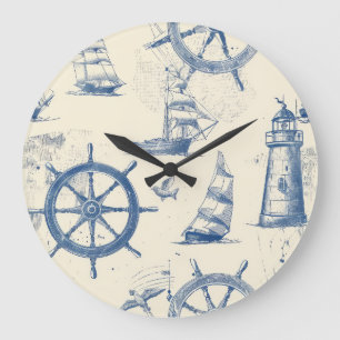 Nautisch horloge met anker- en scheepswielontwerp grote klok