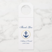 Nautisch huwelijk Navy-blauw Goud Wit Bedankt Flessenhanger (Voorkant)