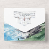 Nautisch huwelijksfeest in een vuurtoren aan zee all in one uitnodiging (Achterkant)