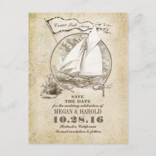 Nautisch jacht save the date briefkaarten