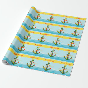 nautisch kerstanker cadeaupapier