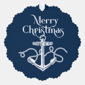 Nautisch Kerstanker Navy Blue Ornament Kaart (Voorkant)