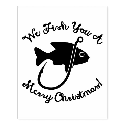 Nautisch kerstfeest | Vis en haak Rubberstempel (Afrduk)