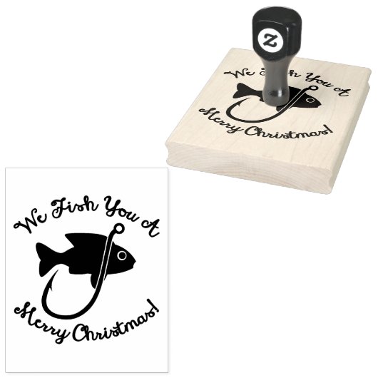 Nautisch kerstfeest | Vis en haak Rubberstempel (Gestempeld)