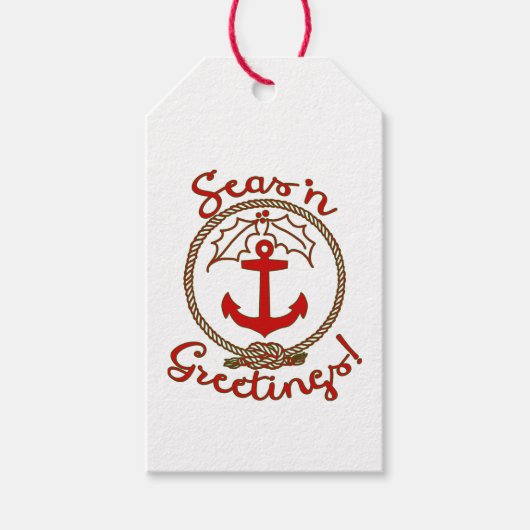 Nautisch kerstfeest | Zeeen "groeten" Cadeaulabel (Voorkant)