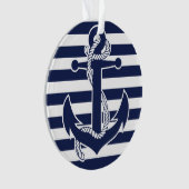 Nautisch kerstsierblauw Acrylanker Ornament (voorkant)