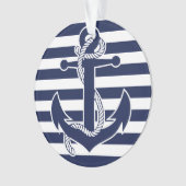 Nautisch kerstsierblauw Acrylanker Ornament (voorkant)