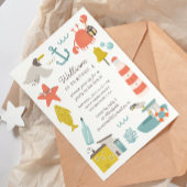 Nautisch kinderfeestje. Zee strand dieren Kaart