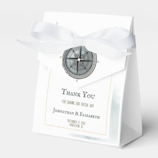 nautisch kompas bruiloft bedankdoosjes (Voorkant Zijde)