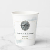 nautisch kompas bruiloft papieren bekers (Achterkant)