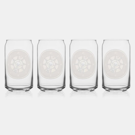 Nautisch kompas ontwerp blikvorm glas (Achterkant)