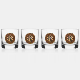 Nautisch kompas ontwerp whisky glas