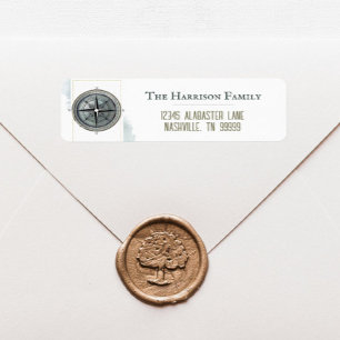 Nautisch Kompas retouradres Etiket