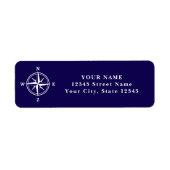 Nautisch kompas ster custom retour adreslabel etiket (Voorkant)