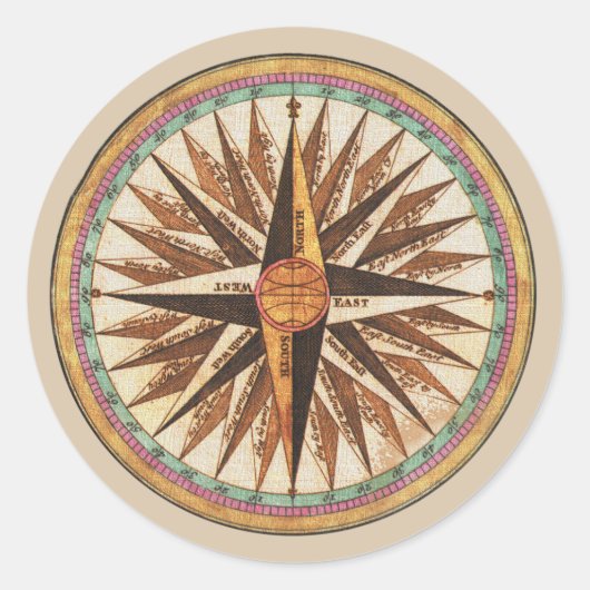 Nautisch Kompas Sticker Envelope Seal (Voorkant)
