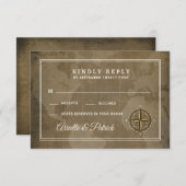 Nautisch Kompas Wereldbol Bruiloft RSVP Kaarten (Voorkant / Achterkant)