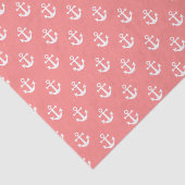 Nautisch koraal en wit ankerpatroon tissuepapier (Detail)