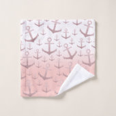 Nautisch koraal roos goudglitterankerpatroon bad handdoek (Wasdoekje)