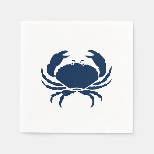 Nautisch krabbenblauw en wit papier servet (Voorkant)