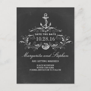 Nautisch krijtbord Save the Date briefkaarten