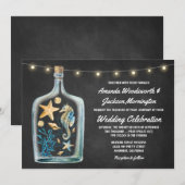 Nautisch krijtbord Starfish bruiloft uitnodigingen (Voorkant / Achterkant)