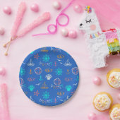 Nautisch krijttekenpatroon papieren bordje (Feest)