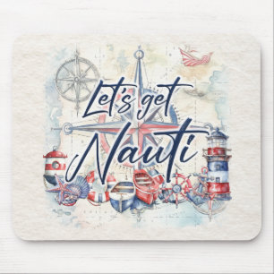 Nautisch "Let's Get Nauti" Kustboot Thema Muismat