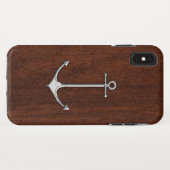 Nautisch mahogany Anchor Steel Case-Mate iPhone Case (Achterkant (horizontaal))