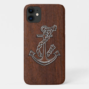 Nautisch mahogany Anchor Steel iPhone 11 Hoesje