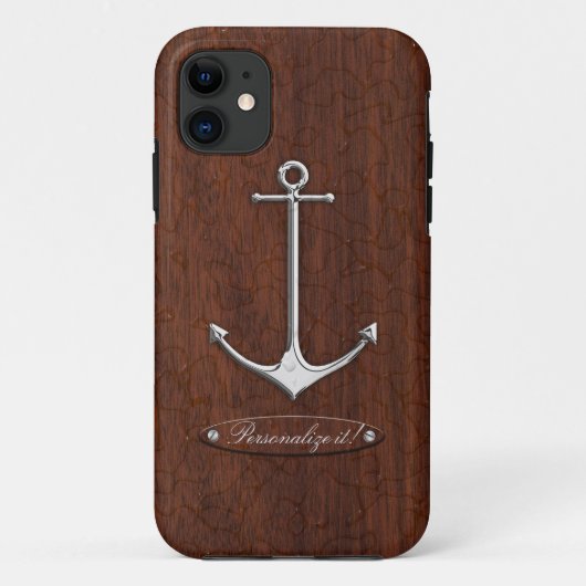 Nautisch mahogany Anchor Steel Case-Mate iPhone Case (Achterkant)