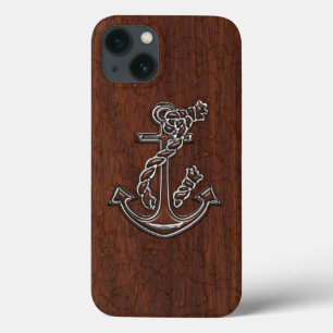 Nautisch mahogany Anchor Steel iPhone 13 Hoesje