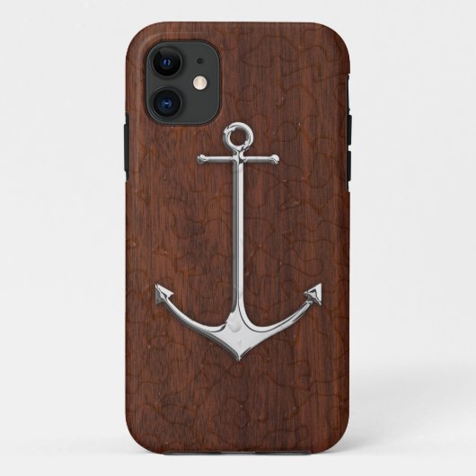 Nautisch mahogany Anchor Steel Case-Mate iPhone Case (Achterkant)