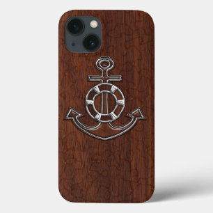 Nautisch mahogany Anchor Steel iPhone 13 Hoesje