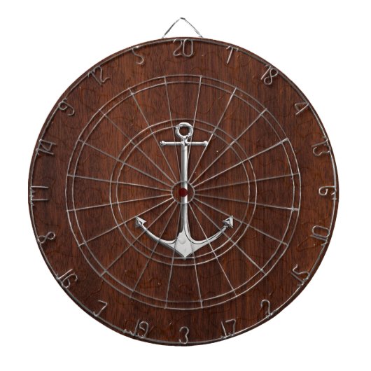Nautisch mahogany Anchor Steel Dartbord (Voorkant)