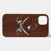 Nautisch mahogany Pirate Skull Steel Case-Mate iPhone Case (Achterkant (horizontaal))